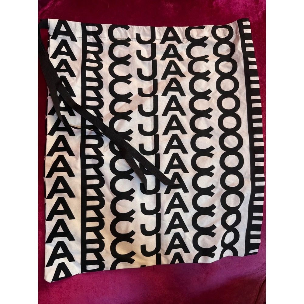 Marc Jacobs Logo Canvas Dust Bag Black White Monogram Drawstring Storage Cover